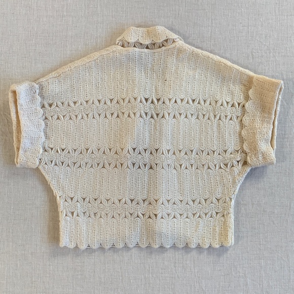 Vintage Cream Wool Knit Bolero Style Sweater - M/L - Picture 2 of 8